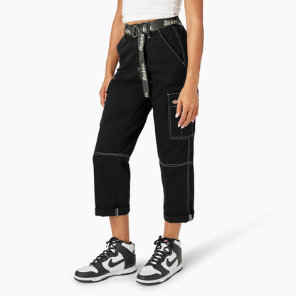 Dickies Women's Relaxed Fit Contrast Stitch Cropped Cargo Pants