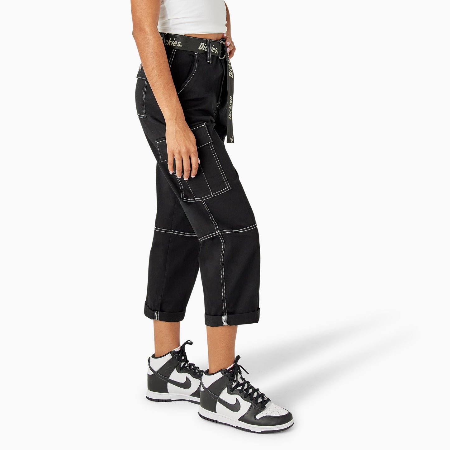 Dickies Women's Relaxed Fit Contrast Stitch Cropped Cargo Pants