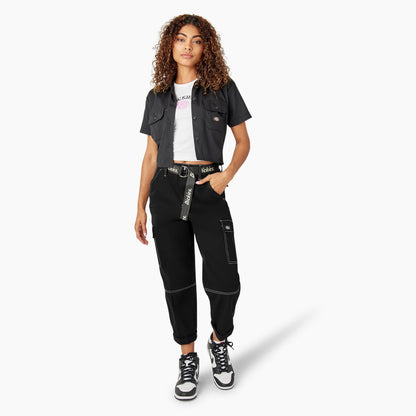 Dickies Women's Relaxed Fit Contrast Stitch Cropped Cargo Pants