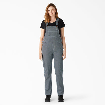 Dickies Women's Hickory Stripe Boyfriend Fit Bib Overalls