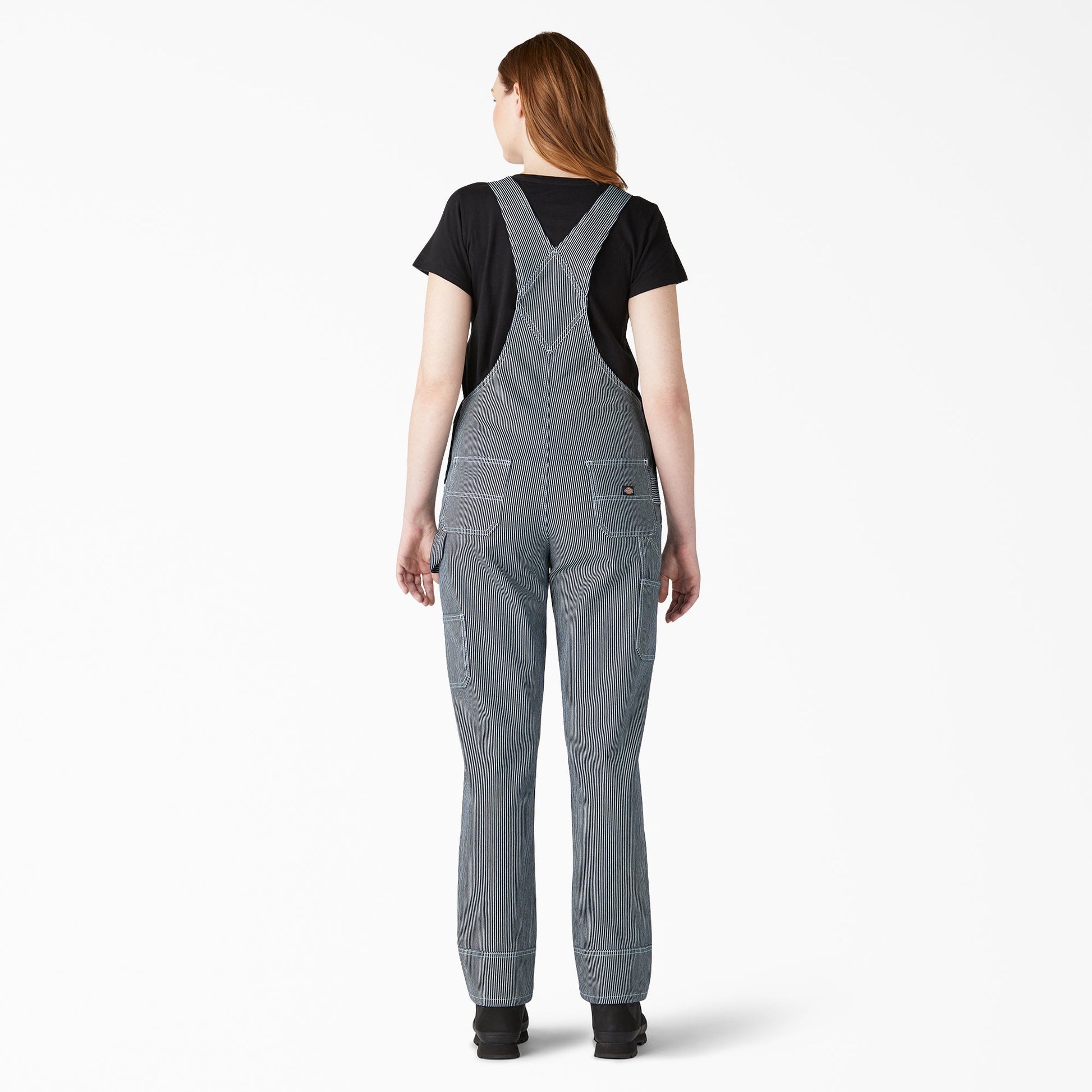 Dickies Women's Hickory Stripe Boyfriend Fit Bib Overalls