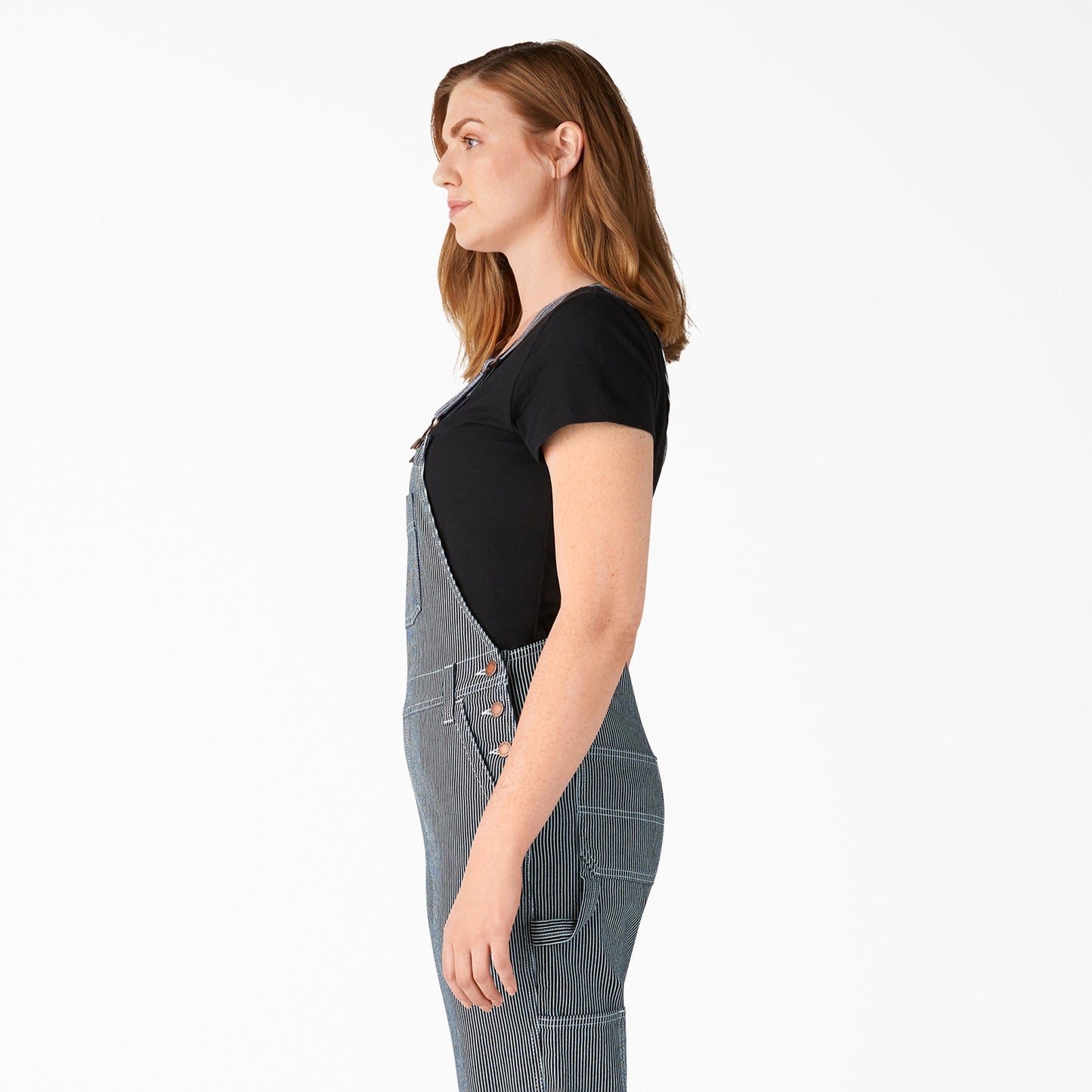 Dickies Women's Hickory Stripe Boyfriend Fit Bib Overalls