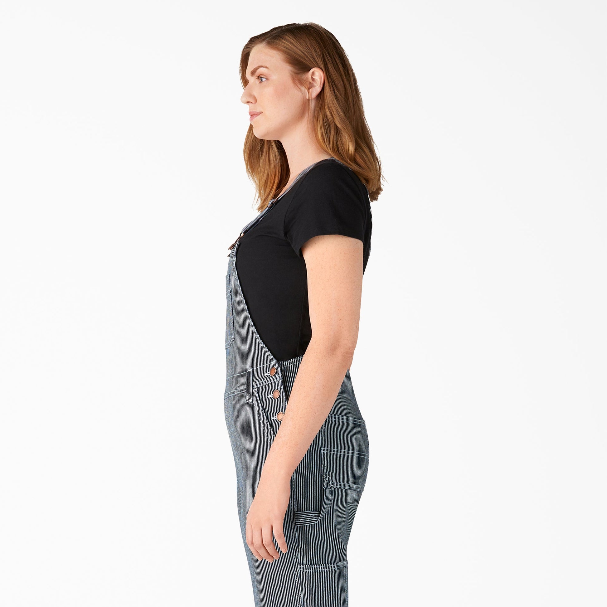 Dickies Women's Hickory Stripe Boyfriend Fit Bib Overalls