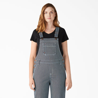 Dickies Women's Hickory Stripe Boyfriend Fit Bib Overalls