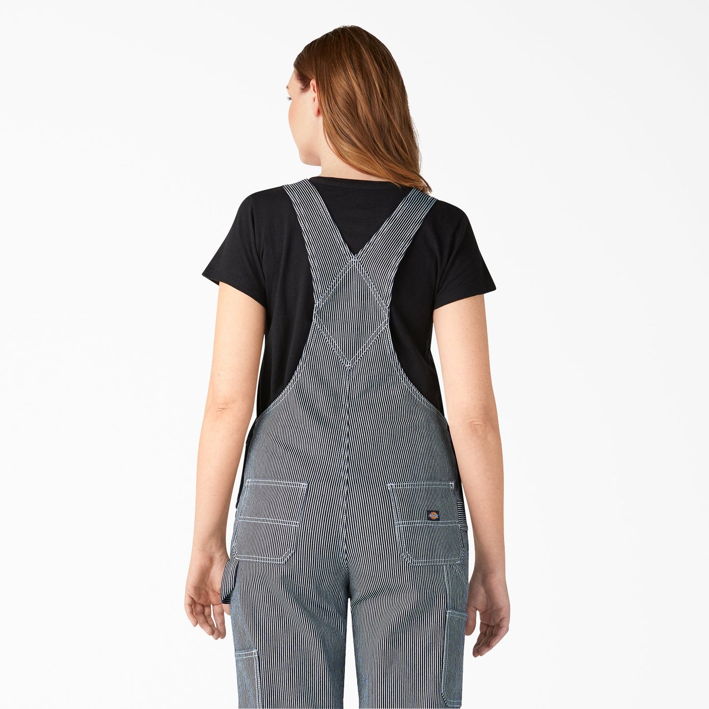 Dickies Women's Hickory Stripe Boyfriend Fit Bib Overalls
