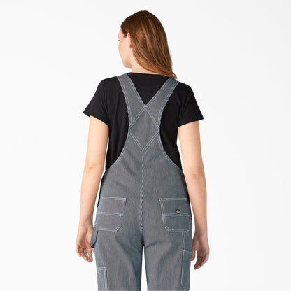 Dickies Women's Hickory Stripe Boyfriend Fit Bib Overalls