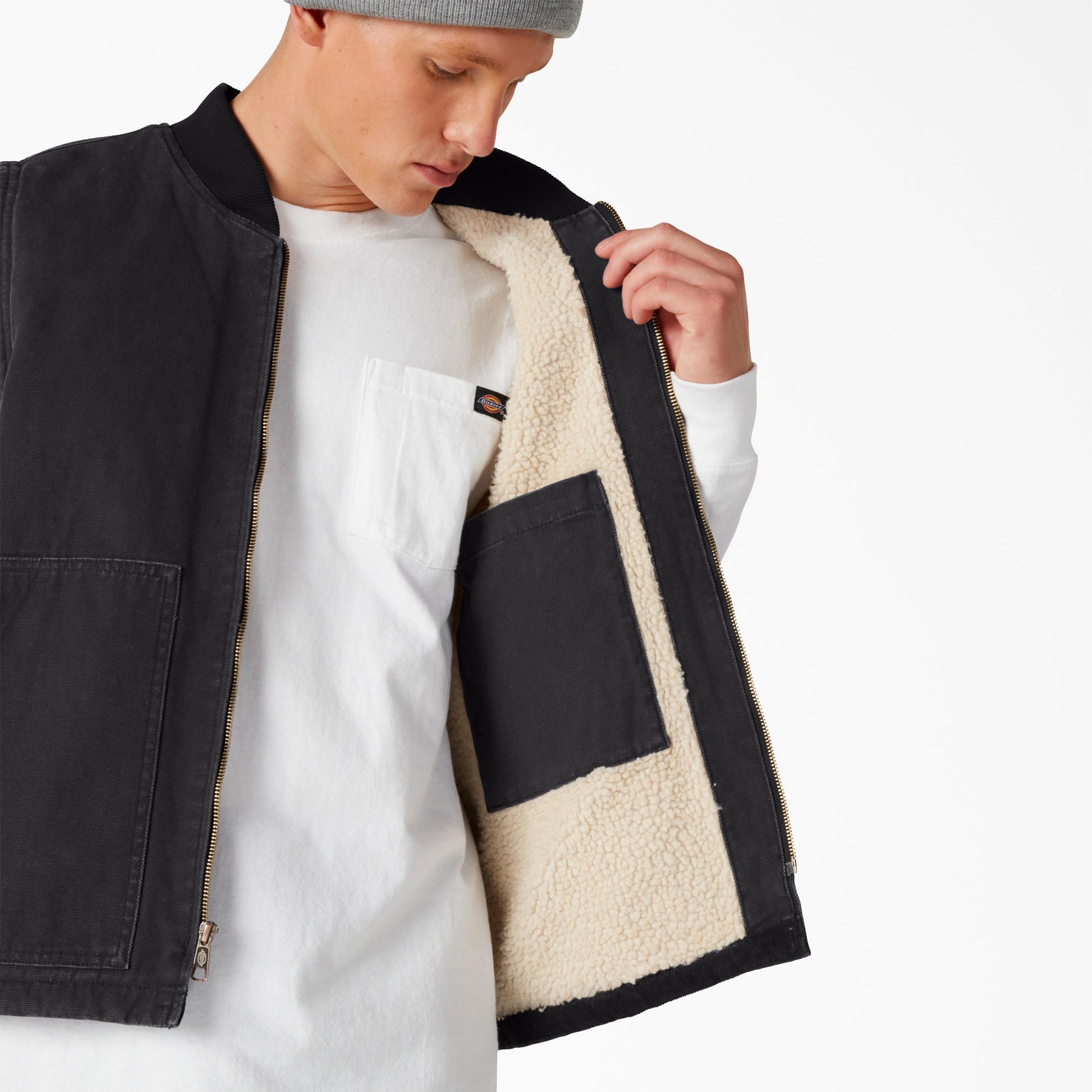 Dickies Stonewashed Duck High Pile Fleece Lined Vest