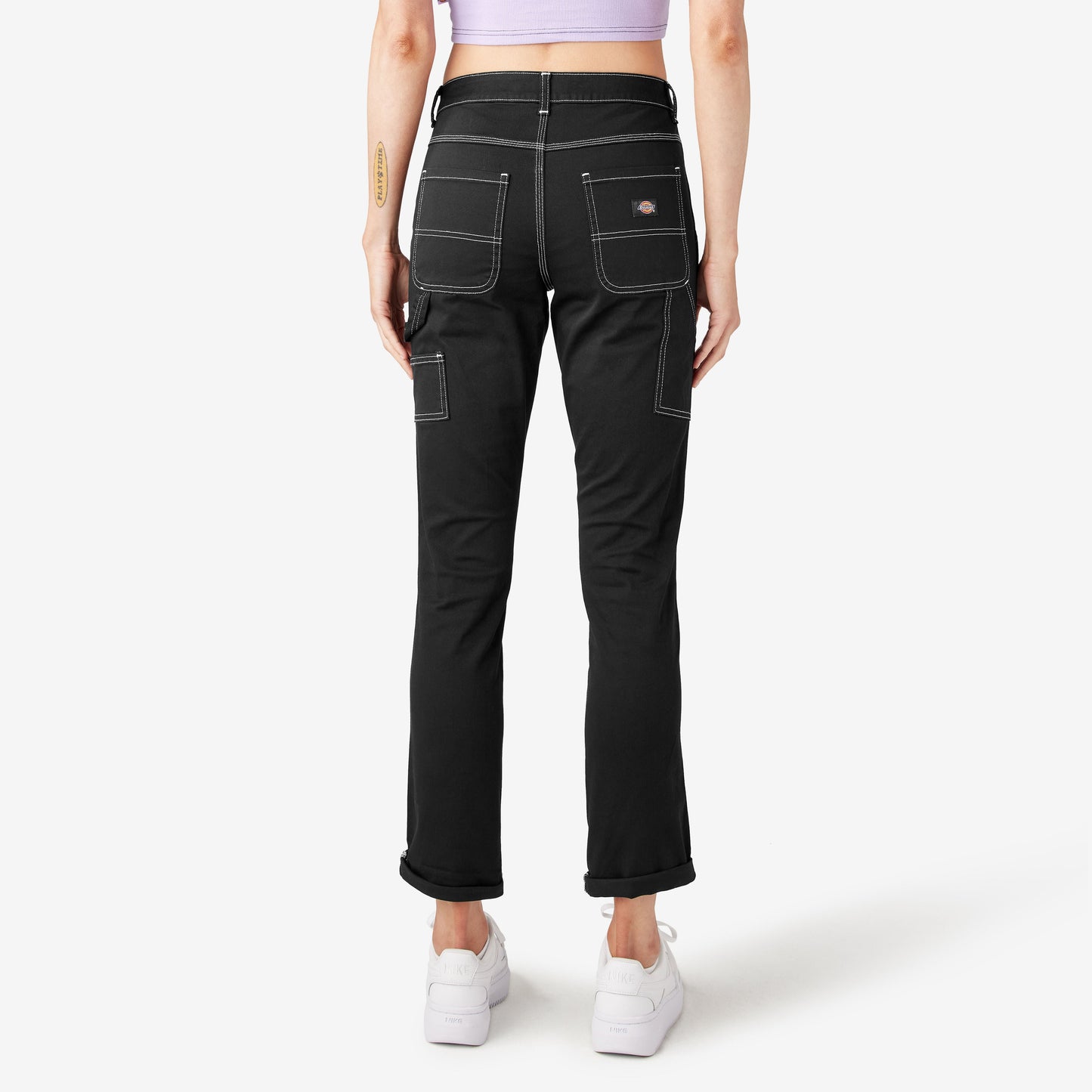 Dickies Women's Slim Straight Fit Roll Hem Carpenter Pants