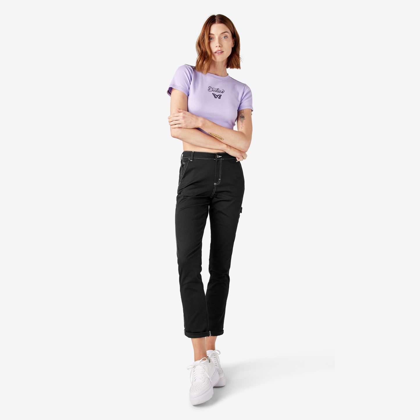 Dickies Women's Slim Straight Fit Roll Hem Carpenter Pants