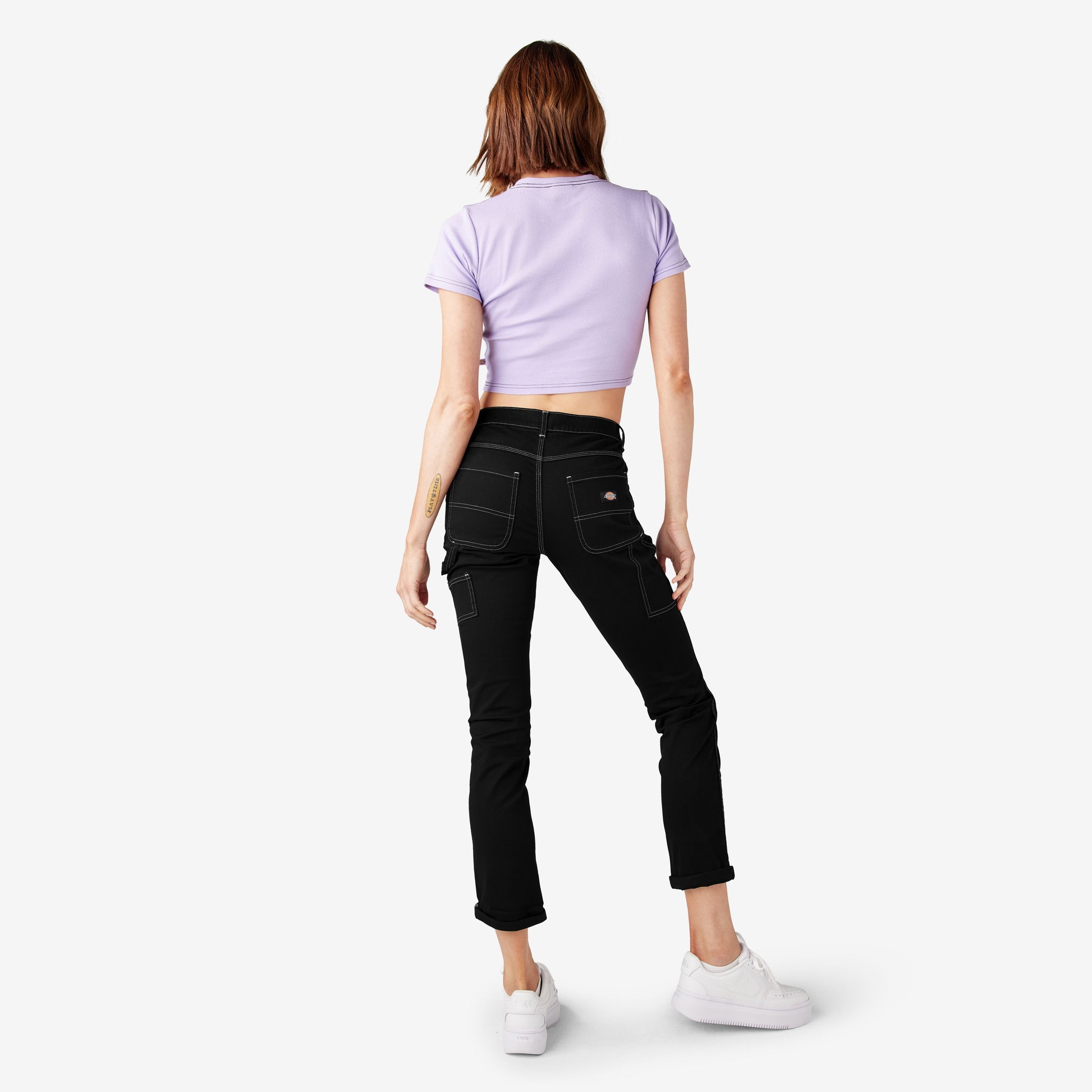Dickies Women's Slim Straight Fit Roll Hem Carpenter Pants