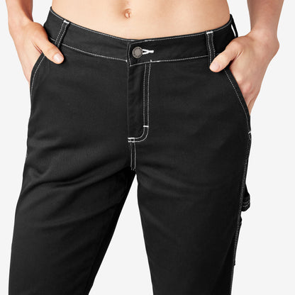 Dickies Women's Slim Straight Fit Roll Hem Carpenter Pants